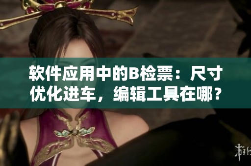 軟件應用中的B檢票：尺寸優(yōu)化進車，編輯工具在哪？