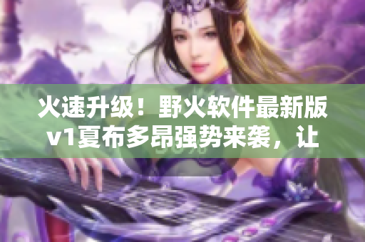 火速升級！野火軟件最新版v1夏布多昂強勢來襲，讓你的工作更高效！