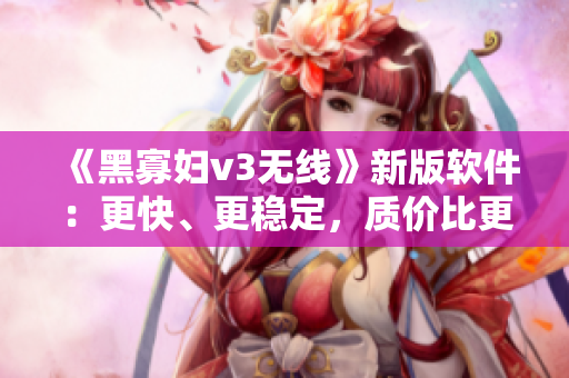 《黑寡婦v3無線》新版軟件：更快、更穩(wěn)定，質(zhì)價比更佳！