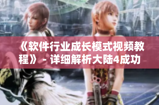 《軟件行業(yè)成長模式視頻教程》 - 詳細(xì)解析大陸4成功案例