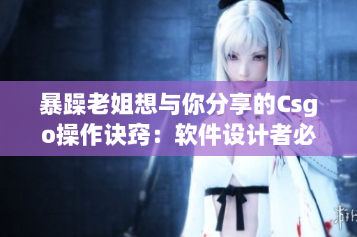 暴躁老姐想與你分享的Csgo操作訣竅：軟件設(shè)計(jì)者必看的經(jīng)驗(yàn)分享