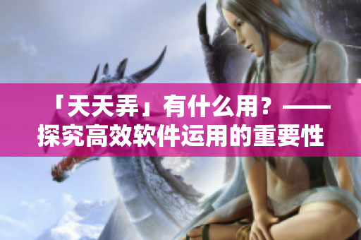 「天天弄」有什么用？——探究高效軟件運(yùn)用的重要性